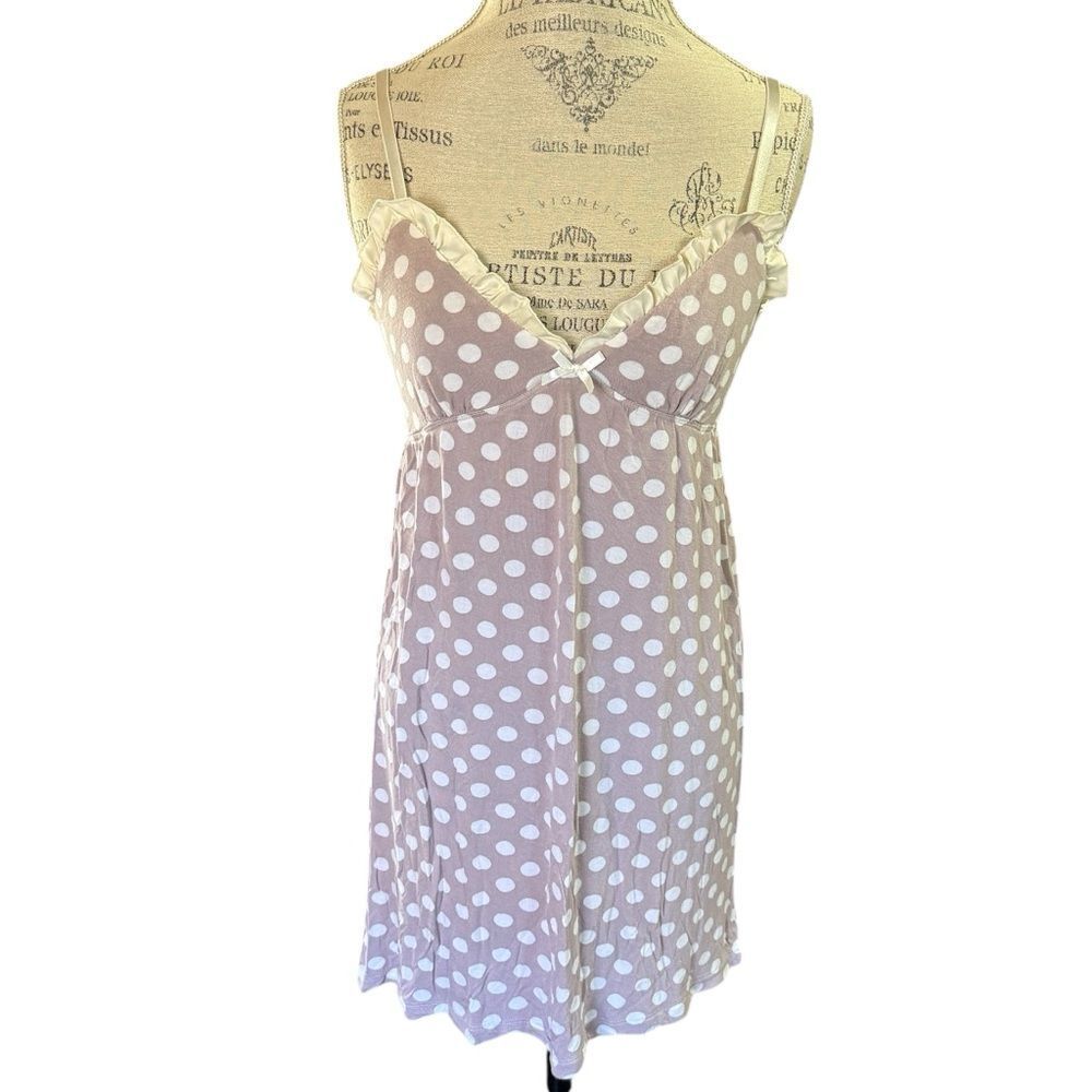 Maidenform Polka Dot Tank Nightgown in Mauve / Lavender and White Medium - Picture 2 of 11